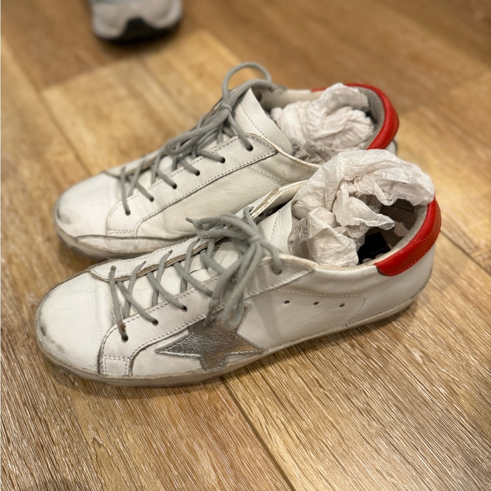 Golden Goose superstar sneaker White / Silver / Red